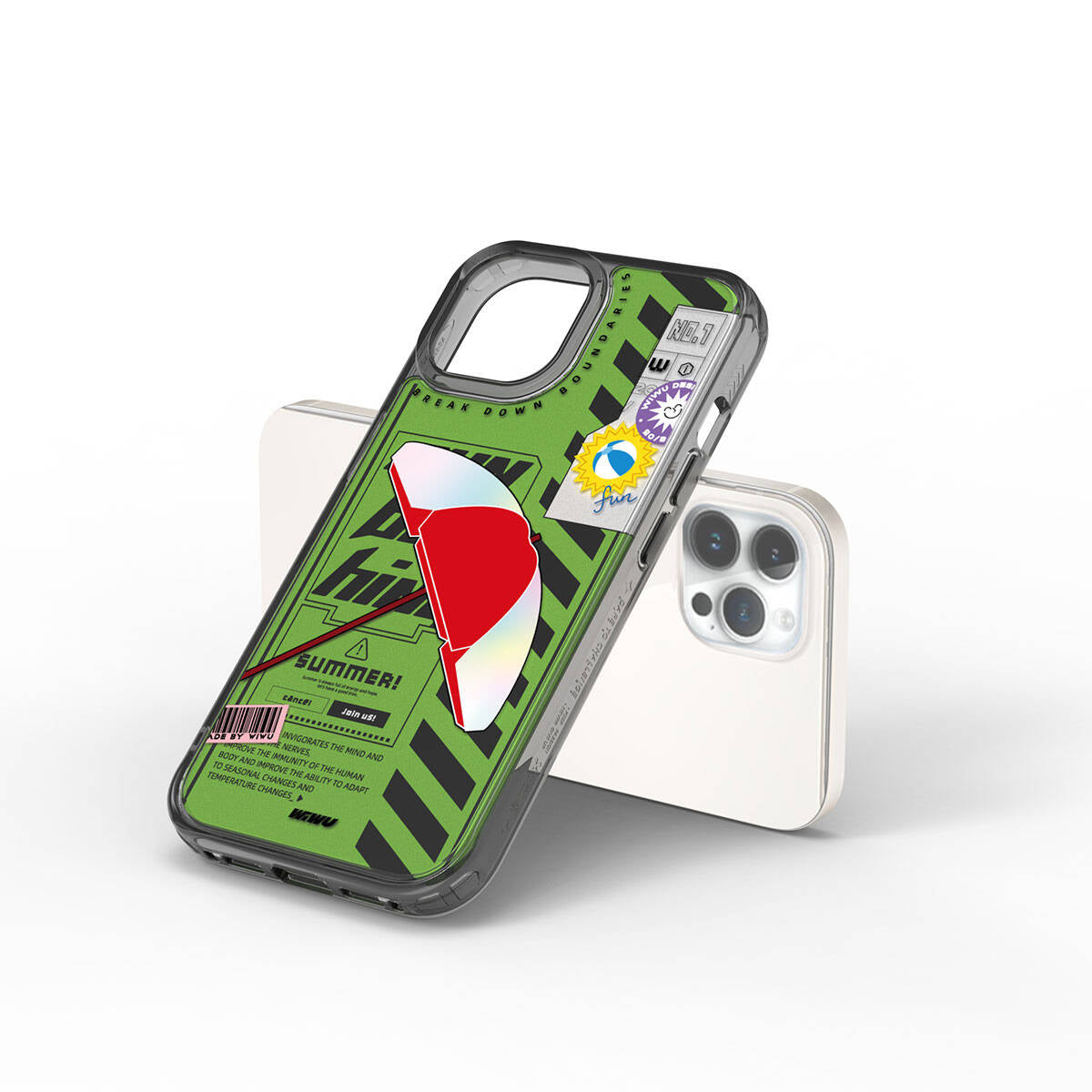 iPhone 15 Pro Kılıf Çift Katman Desenli Wiwu Summer Serisi Kılıf Pembe