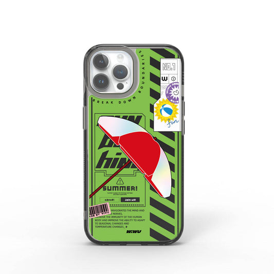 iPhone 15 Pro Kılıf Çift Katman Desenli Wiwu Summer Serisi Kılıf Yeşil