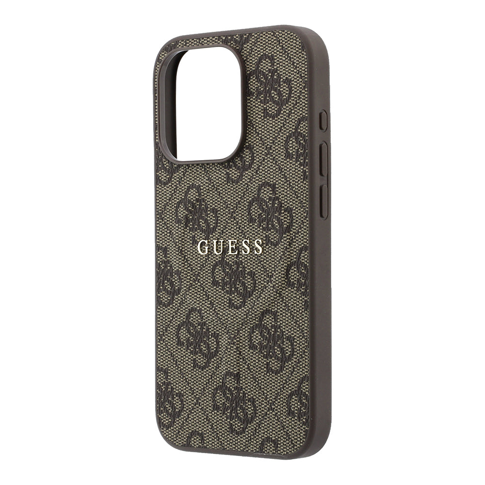 Apple iPhone 15 Pro Kılıf Guess Orjinal Lisanslı M-safe Kabartmalı 4G Desenli Yazı Logolu Kapak