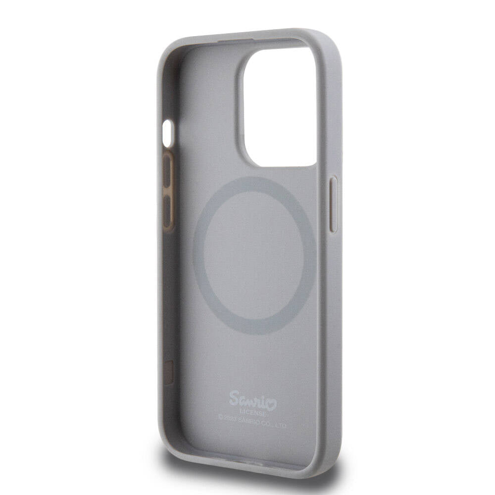 iPhone 15 Pro Kılıf Hello Kitty Orjinal Lisanslı Magsafe Şarj Özellikli Baskı Logolu Uyuyan Kitty Deri Kılıf Pembe