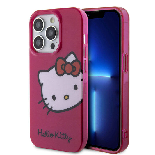 iPhone 15 Pro Kılıf Hello Kitty Orjinal Lisanslı Yazı ve İkonik Logolu Kitty Head Kılıf Beyaz