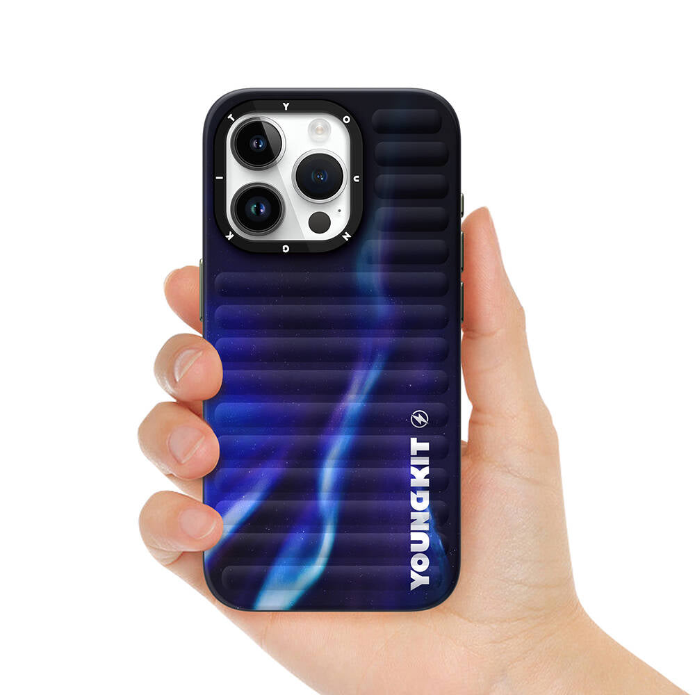 iPhone 15 Pro Kılıf Kuzey Işıkları Desenli Youngkit Aurora Serisi Kılıf Yeşil