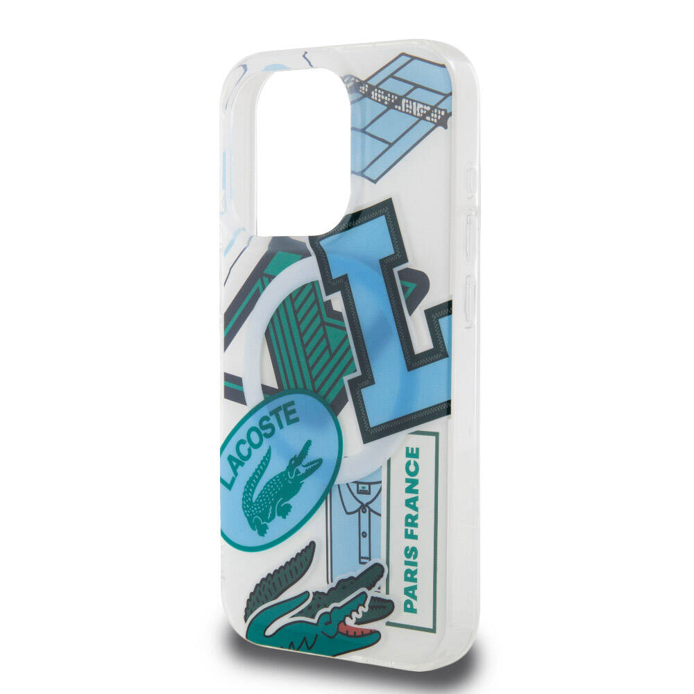 iPhone 15 Pro Kılıf Lacoste Orjinal Lisanslı Magsafe Şarj Özellikli Çift Katmanlı Yamalar Desenli Kılıf Turuncu