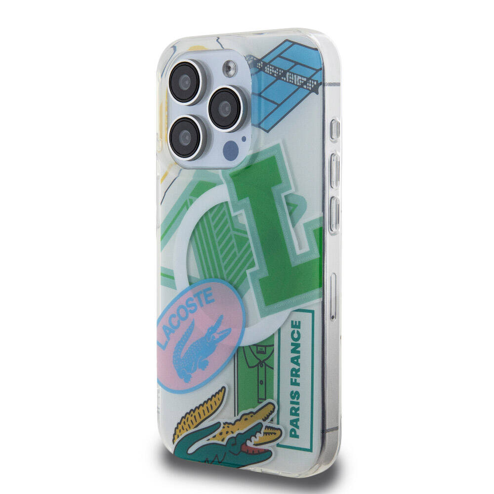 iPhone 15 Pro Kılıf Lacoste Orjinal Lisanslı Magsafe Şarj Özellikli Çift Katmanlı Yamalar Desenli Kılıf Sarı