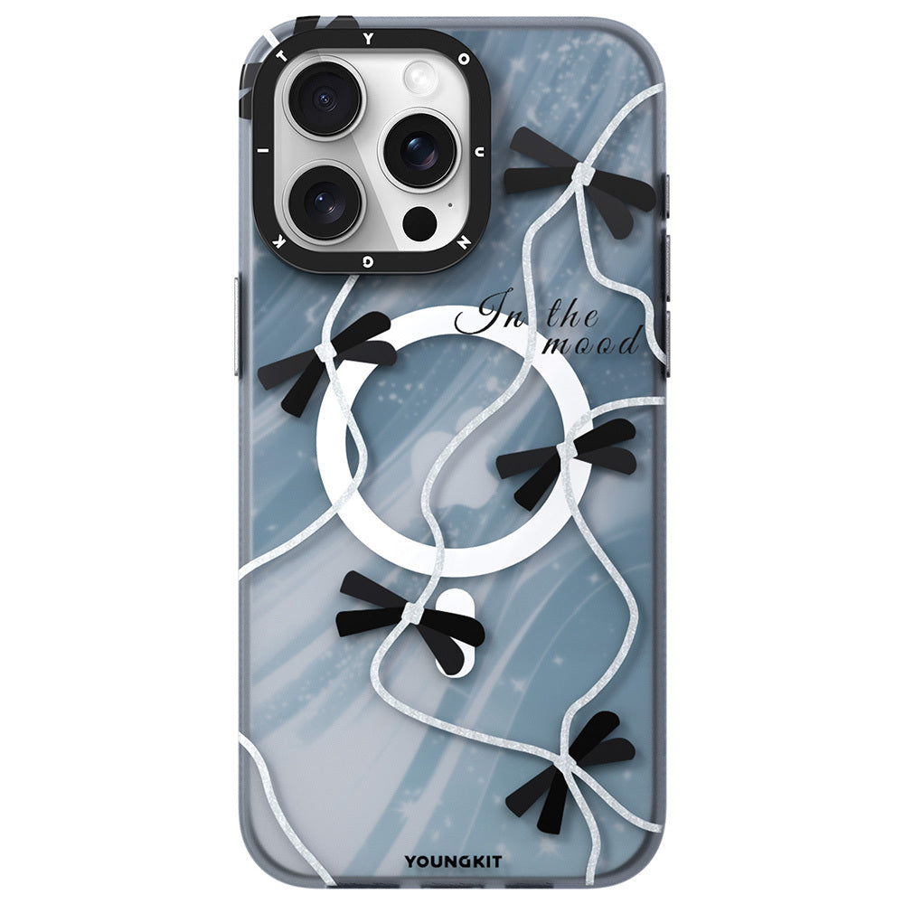 iPhone 15 Pro Kılıf Magsafe Şarj Özellikli Airbagli Çift Katmanlı Youngkit Star&Butterfly Serisi Kılıf Gri