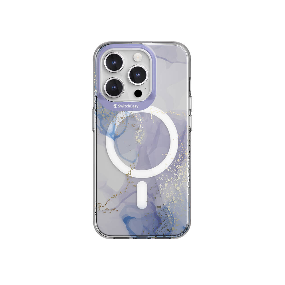 iPhone 15 Pro Kılıf Magsafe Şarj Özellikli Çift IMD Baskılı Lisanslı Switcheasy Artist-M Veil Kılıf Mor