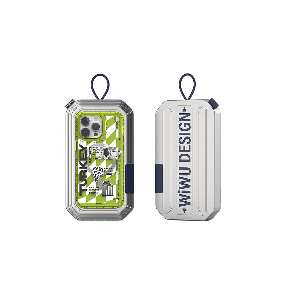 iPhone 15 Pro Kılıf Magsafe Şarj Özellikli Desenli Wiwu Turkey A Serisi Kılıf Yeşil