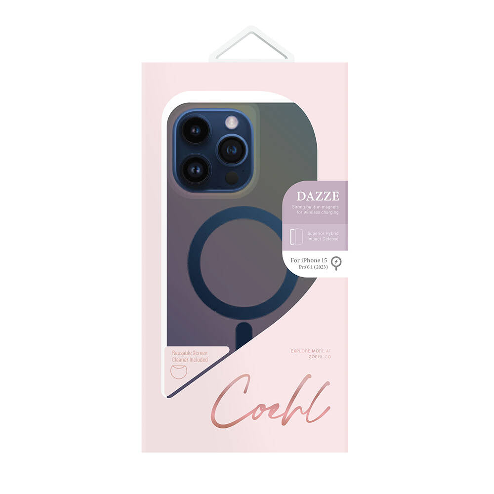iPhone 15 Pro Kılıf Magsafe Şarj Özellikli Mistik Mor Renkli Coehl Dazze Kılıf Mavi