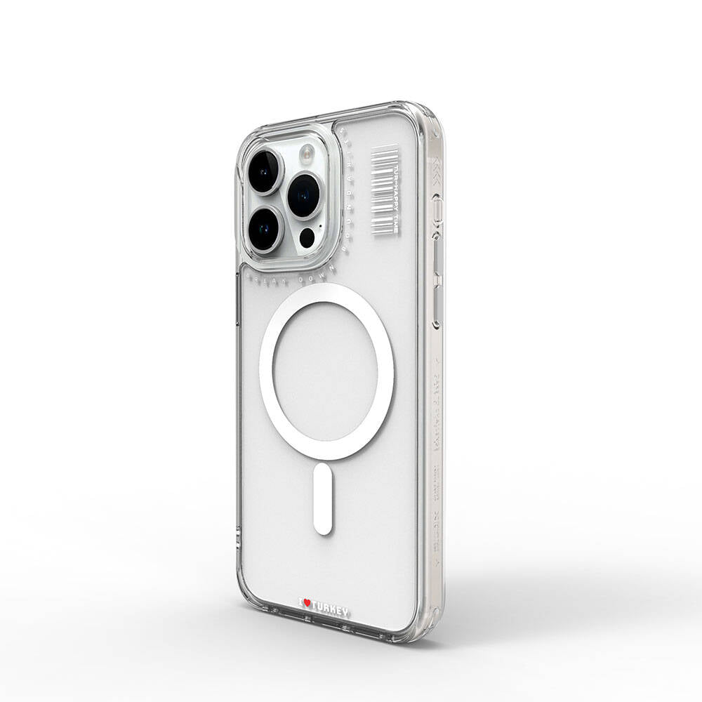 iPhone 15 Pro Kılıf Magsafe Şarj Özellikli Şeffaf Transparan Wiwu Turkey D Serisi Kılıf Renksiz