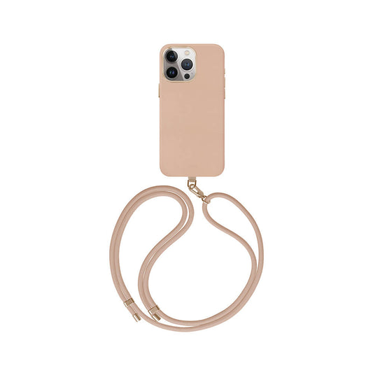 iPhone 15 Pro Kılıf Magsafe Şarj Özellikli Soft Arka Yüzey Askı İpli Coehl Muse Kılıf Rose Gold
