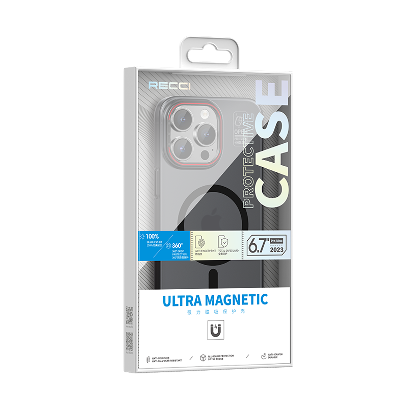 iPhone 15 Pro Kılıf Magsafe Şarj Özellikli Standlı Metal Kamera Çerçeveli Mat Recci Glaze Serisi Kılıf Beyaz