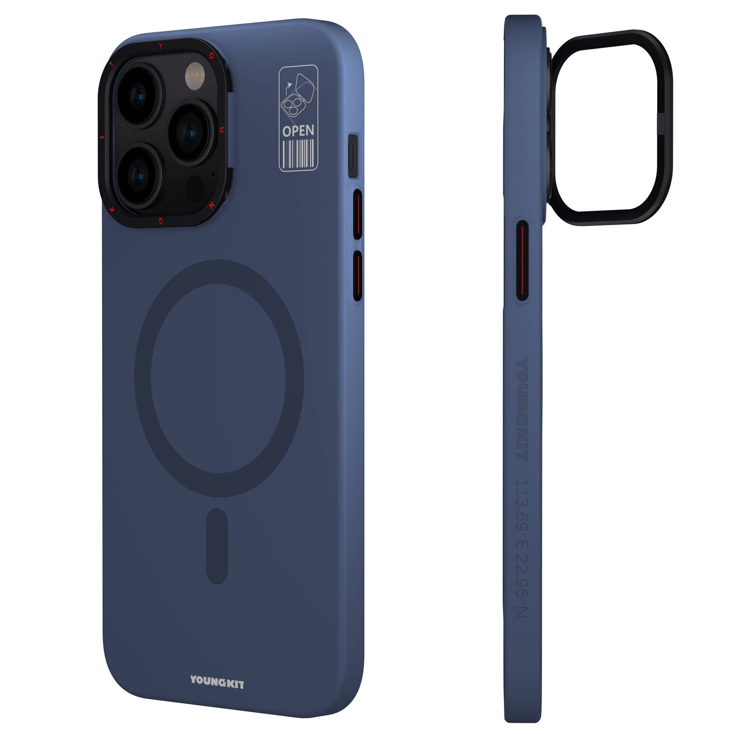 iPhone 15 Pro Kılıf Magsafe Şarj Özellikli Standlı YoungKit Hermit Bracket Serisi Kılıf Gri