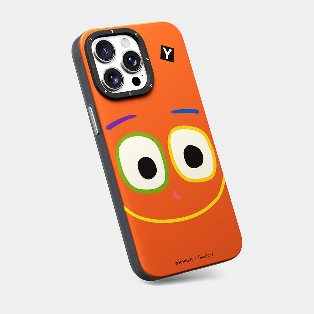 iPhone 15 Pro Kılıf Magsafe Şarj Özellikli Sunshine Tasarımlı Youngkit Daily Happy Serisi Kılıf Siyah-Sarı