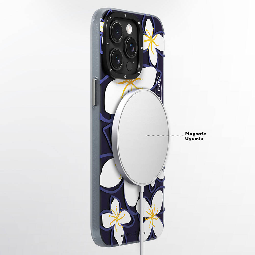 iPhone 15 Pro Kılıf Magsafe Şarj Özellikli Sunshine Tasarımlı Youngkit Smile Serisi Kılıf Lacivert