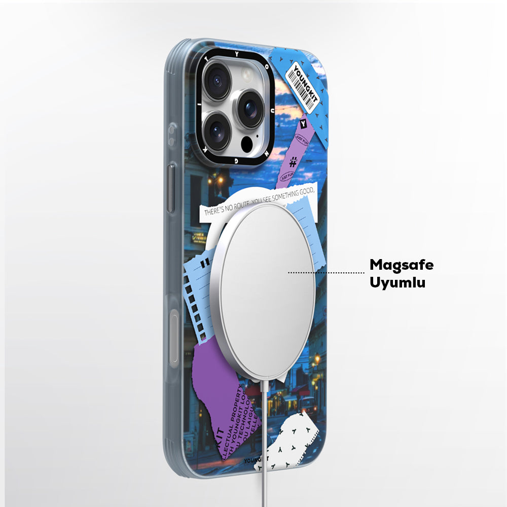 iPhone 15 Pro Kılıf Magsafe Şarj Özellikli Youngkit A-City Serisi Kılıf Beyaz