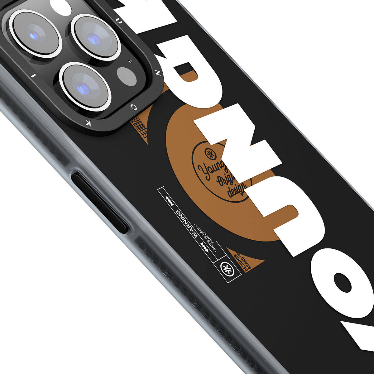 iPhone 15 Pro Kılıf Magsafe Şarj Özellikli Youngkit Binfen Serisi Yazı Temalı Kılıf Mavi