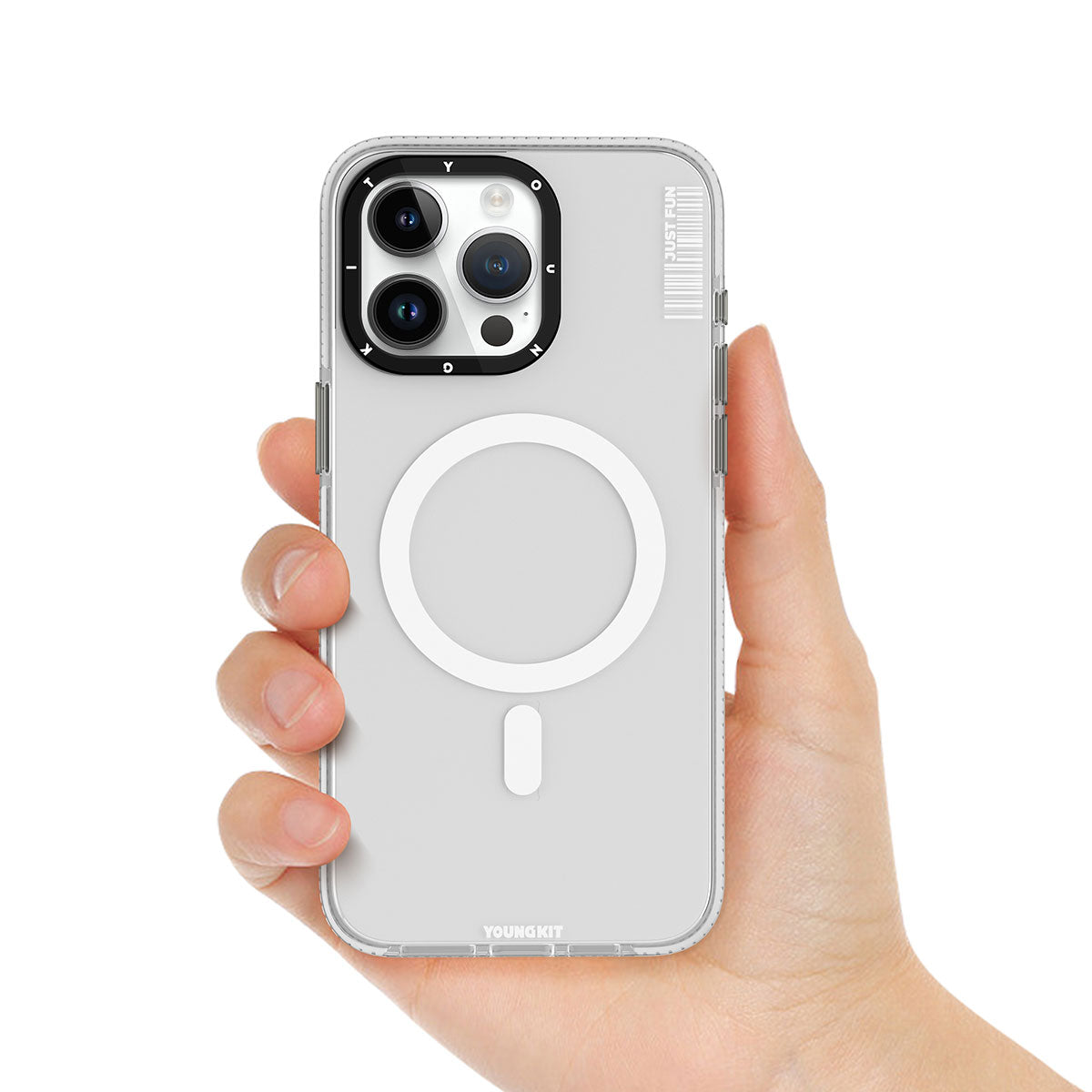 iPhone 15 Pro Kılıf Magsafe Şarj Özellikli YoungKit Crystal Color Serisi Kılıf Siyah