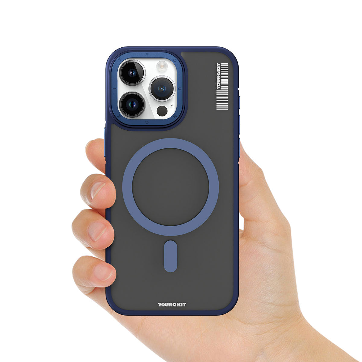 iPhone 15 Pro Kılıf Magsafe Şarj Özellikli Youngkit Rock Sand Serisi Kılıf Siyah