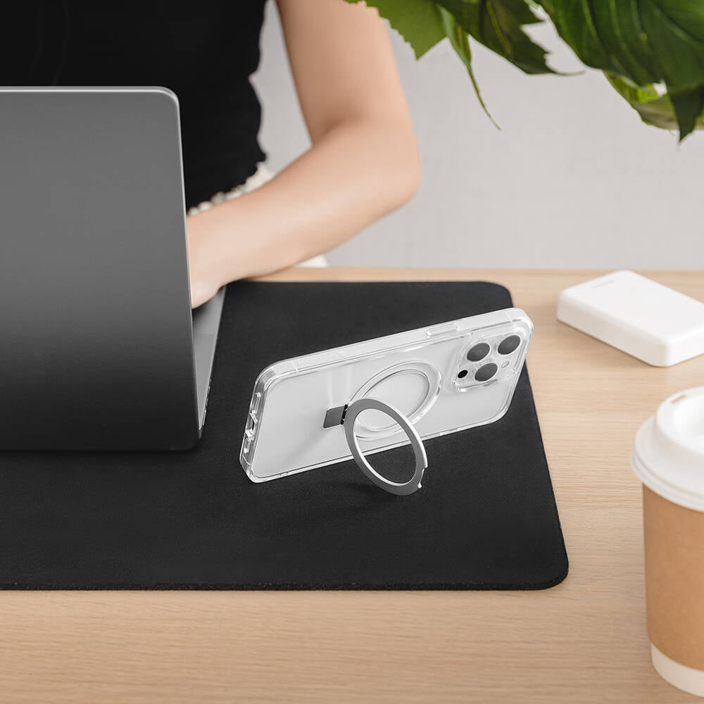 iPhone 15 Pro Kılıf Magsafe Şarj Özellikli Yüzük Standlı Lisanslı Switcheasy Magstand-M Kılıf Siyah