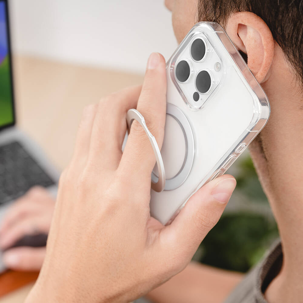 iPhone 15 Pro Kılıf Magsafe Şarj Özellikli Yüzük Standlı Lisanslı Switcheasy Magstand-M Kılıf Renksiz