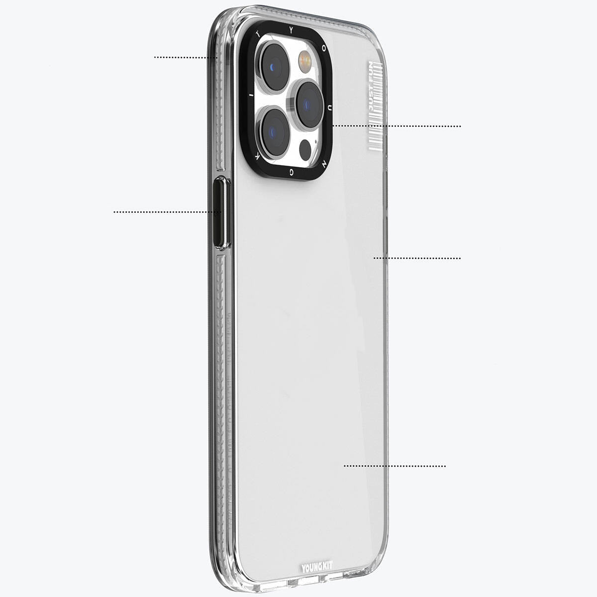 iPhone 15 Pro Kılıf Pürüzsüz Düz Arka Yüzey YoungKit Crystal Color Serisi Kılıf Pembe