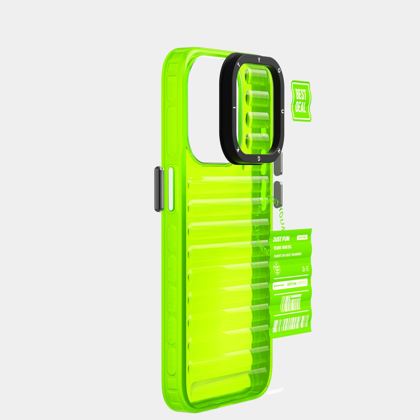 iPhone 15 Pro Kılıf Şeffaf Renkli Tasarım YoungKit Fluorite Serisi Kılıf Pembe