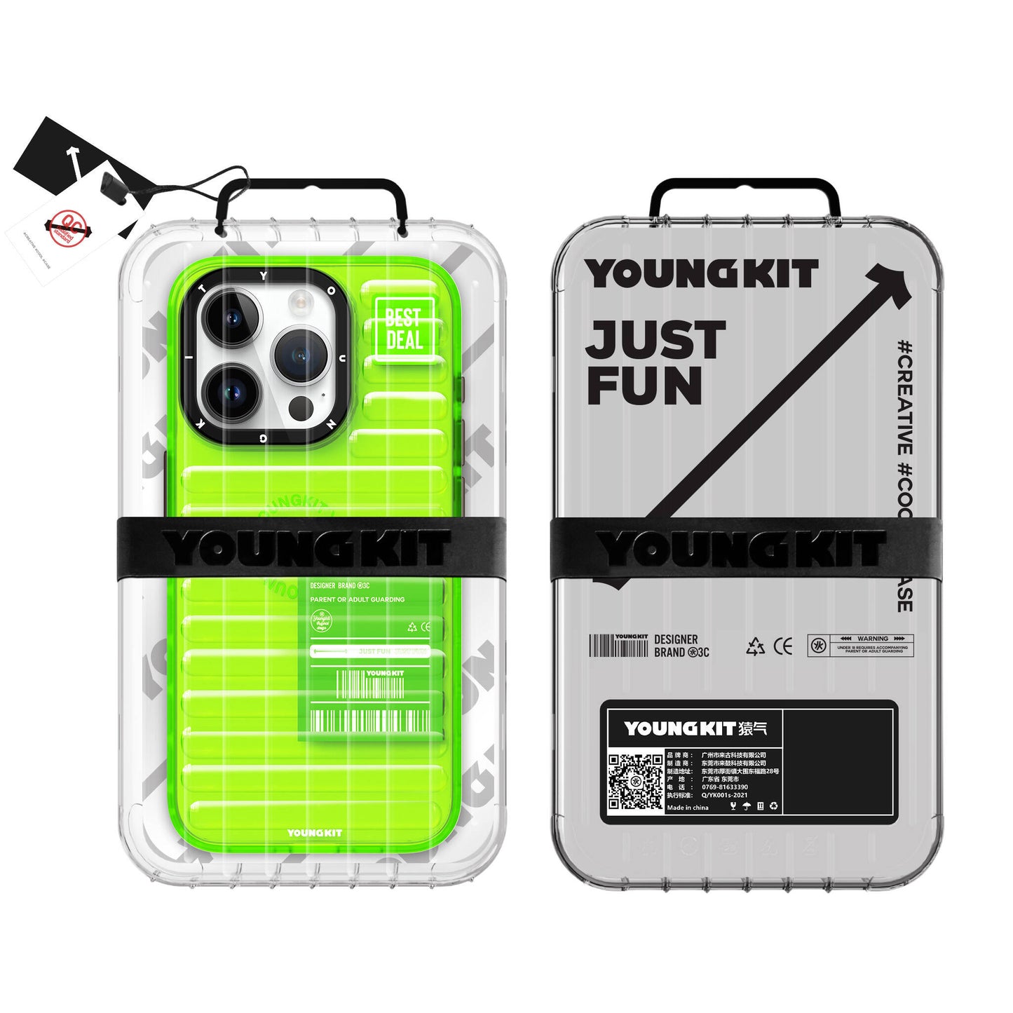 iPhone 15 Pro Kılıf Şeffaf Renkli Tasarım YoungKit Fluorite Serisi Kılıf Yeşil