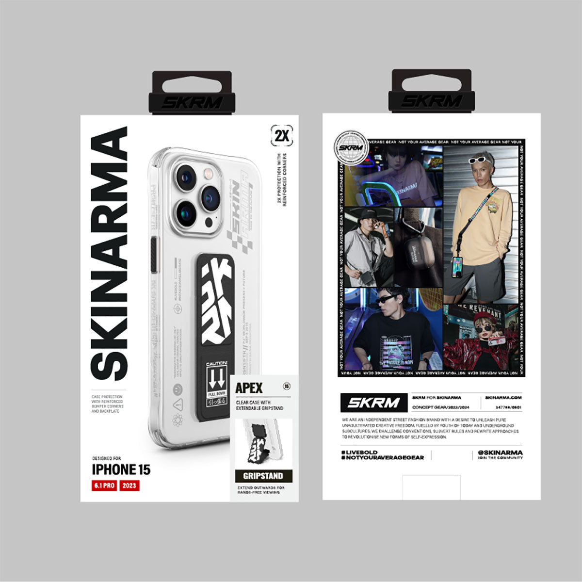 iPhone 15 Pro Kılıf SkinArma Standlı Şeffaf Tasarımlı Apex Kılıf Kırmızı