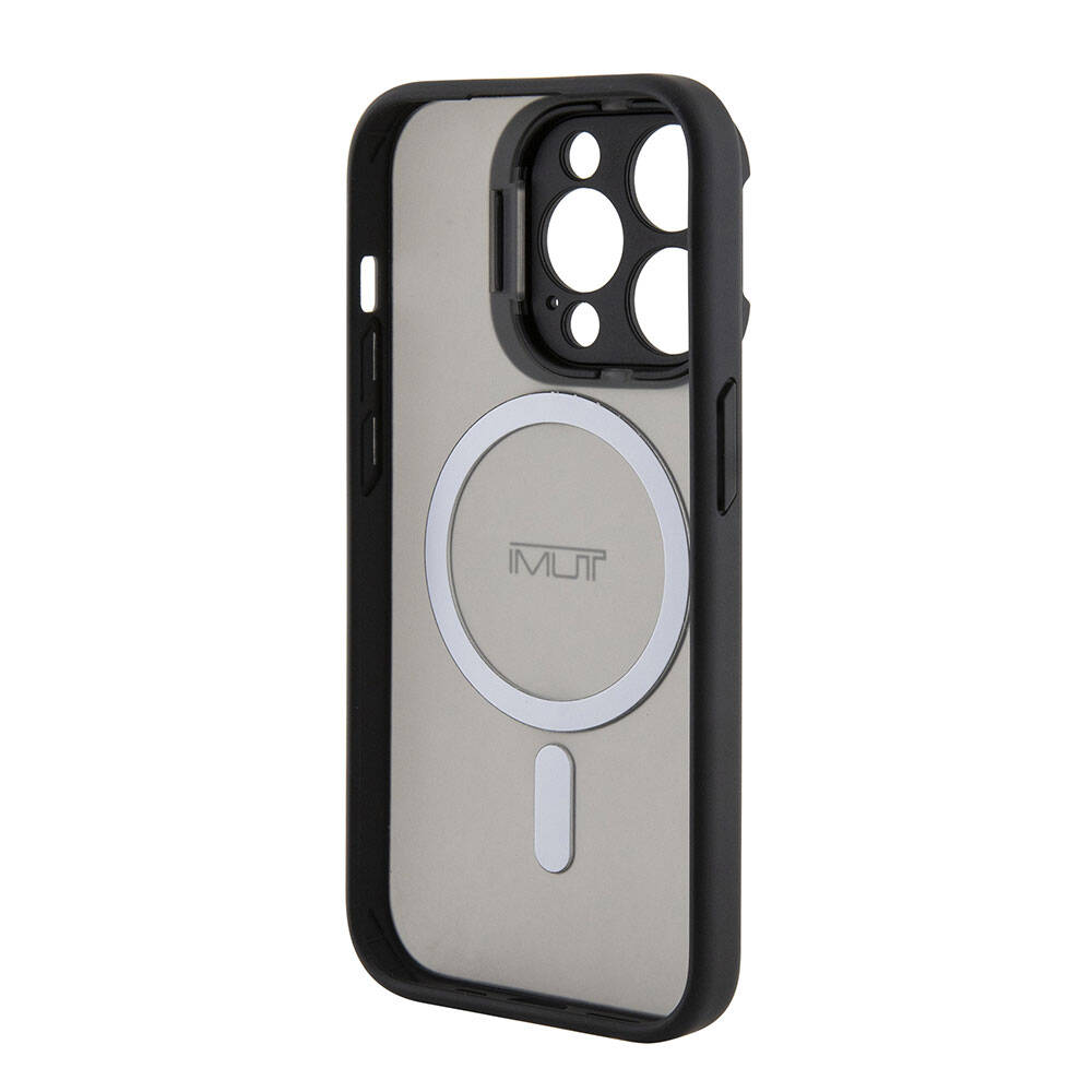 iPhone 15 Pro Kılıf TUMI Orjinal Lisanslı Magsafe Şarj Özellikli Kamera Standlı Buzlu Mat Kılıf Siyah