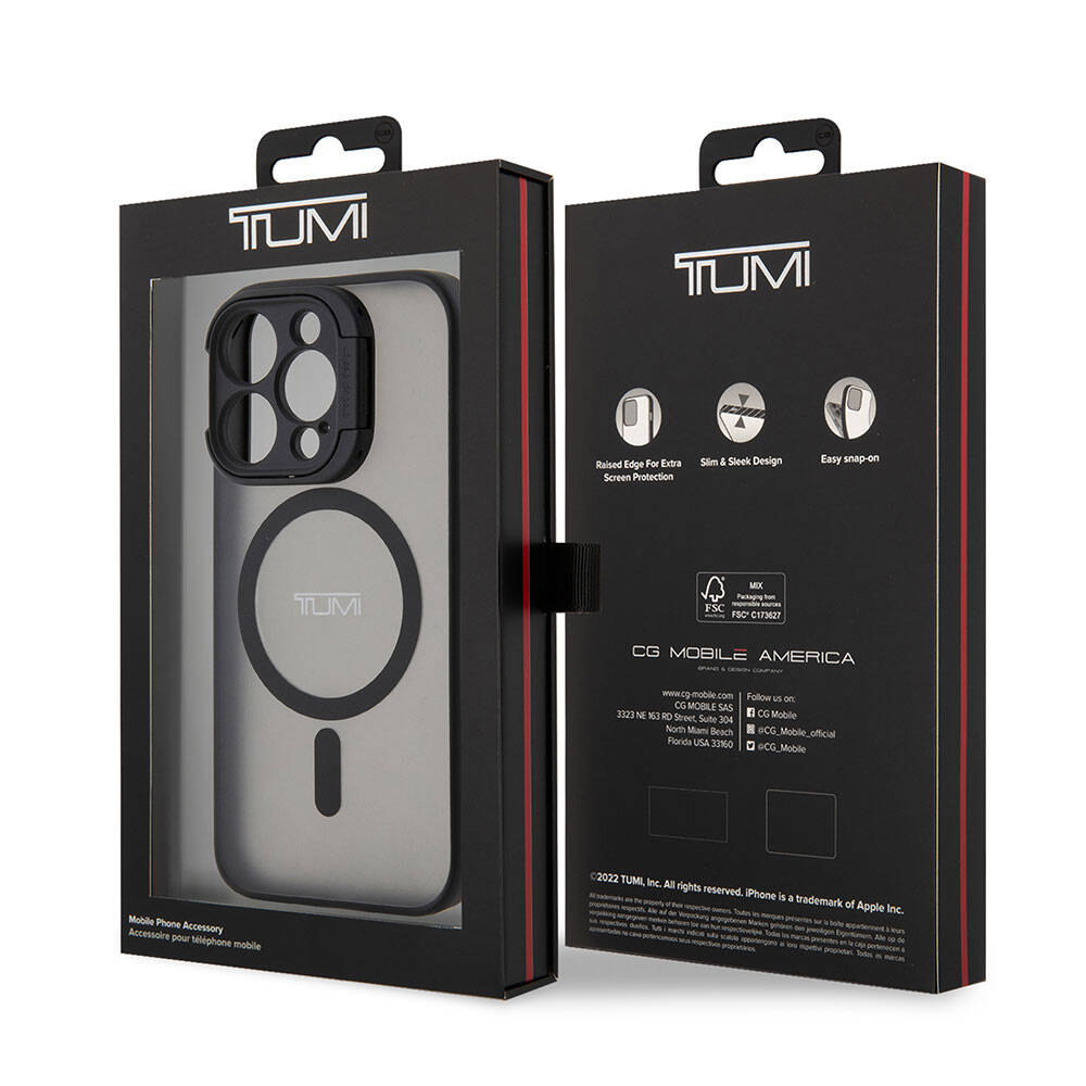 iPhone 15 Pro Kılıf TUMI Orjinal Lisanslı Magsafe Şarj Özellikli Kamera Standlı Buzlu Mat Kılıf Mavi