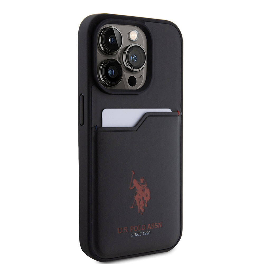 iPhone 15 Pro Kılıf U.S. Polo Assn. Orjinal Lisanslı Baskı Logolu PU Kartlıklı Kılıf Kırmızı