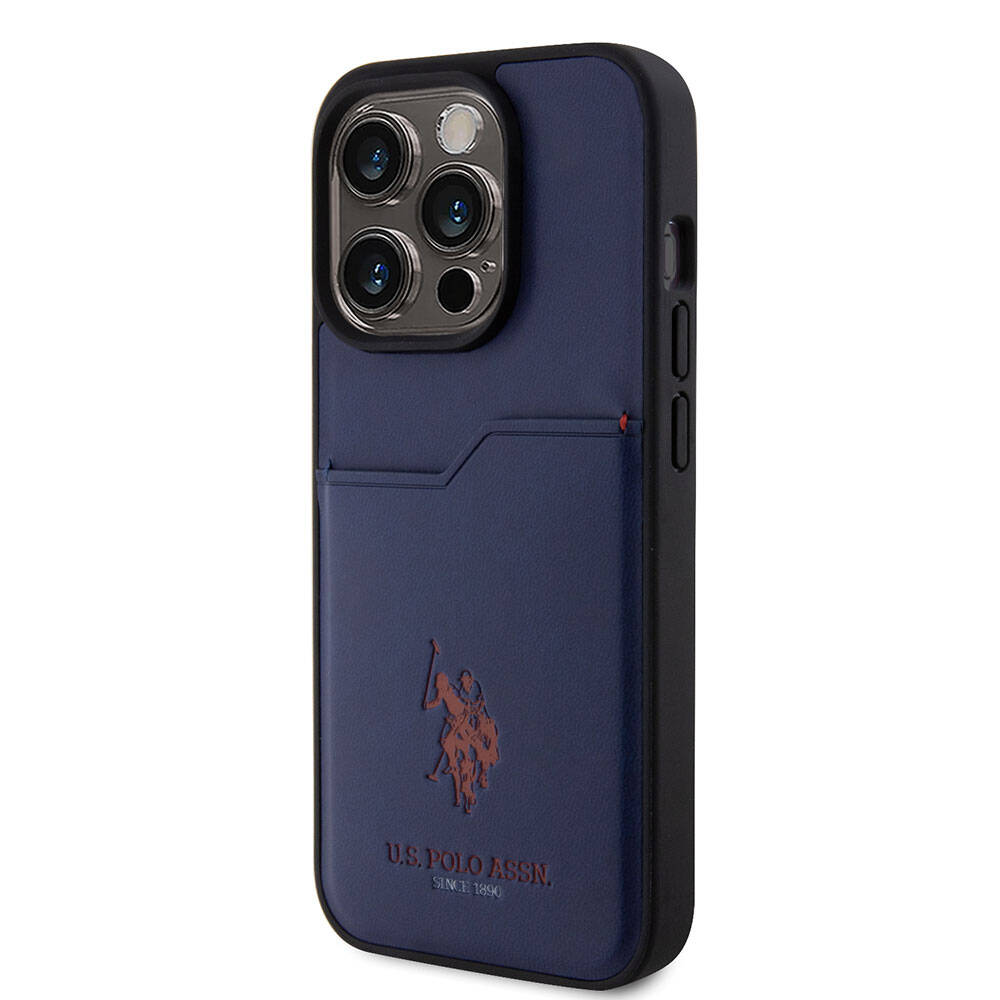 iPhone 15 Pro Kılıf U.S. Polo Assn. Orjinal Lisanslı Baskı Logolu PU Kartlıklı Kılıf Kırmızı