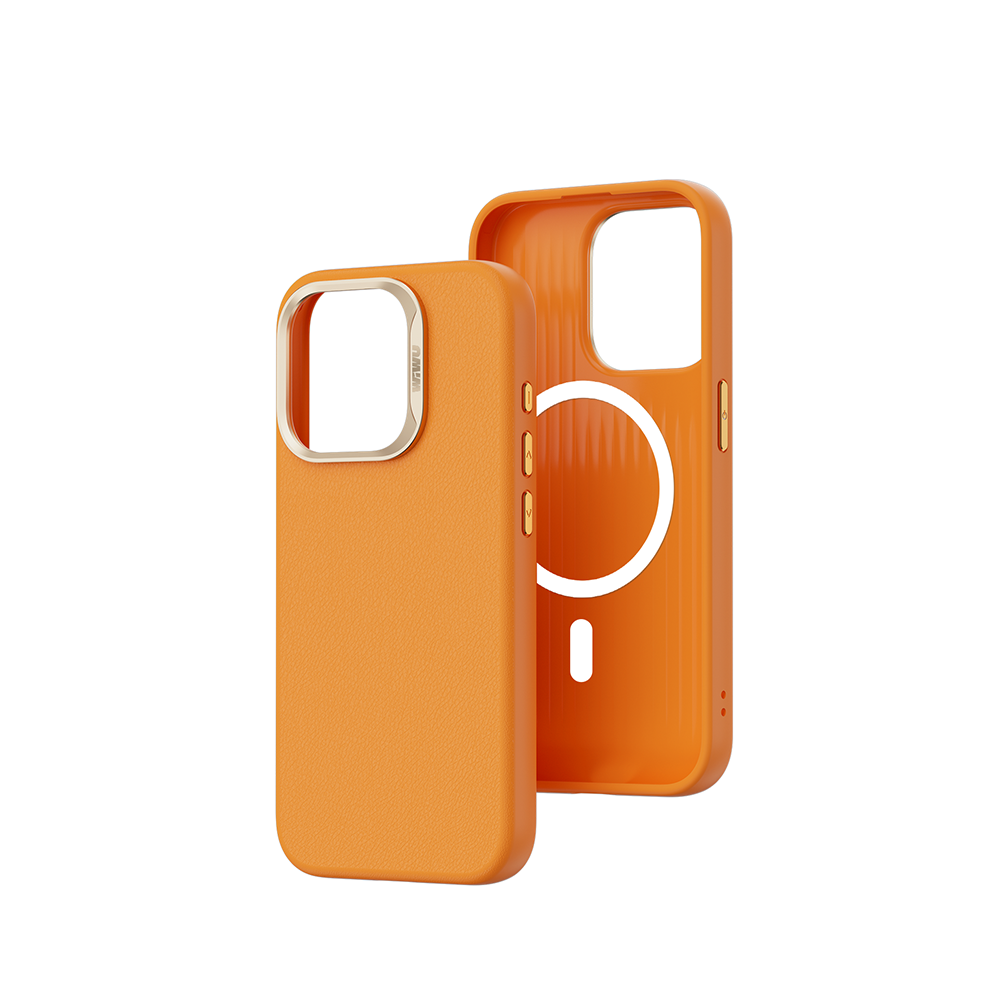 iPhone 15 Pro Kılıf Wiwu SP-019 Magsafe Şarj Özellikli Vegan Leather Deri Kılıf Gri