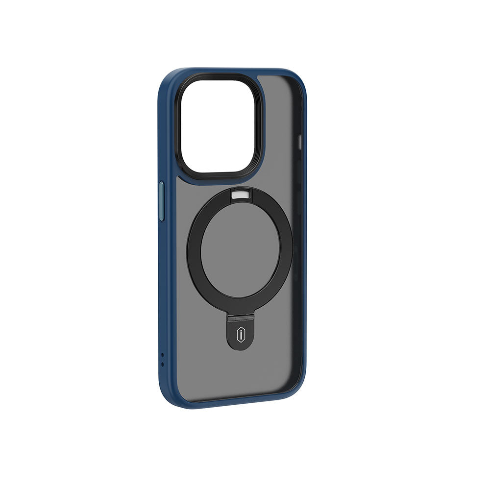 iPhone 15 Pro Kılıf Wiwu ZMM-010 Magsafe Şarj Özellikli Mat Arka Yüzey Standlı Kılıf Siyah