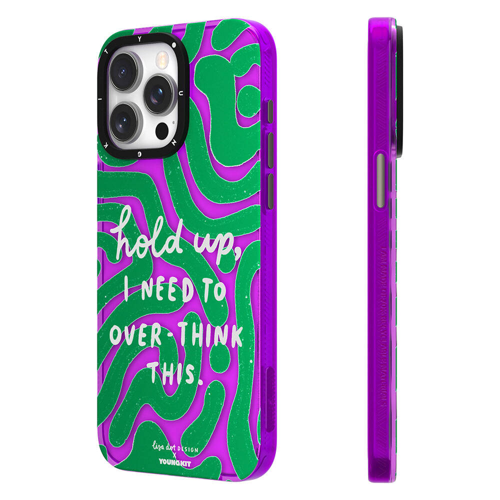 iPhone 15 Pro Kılıf Yazı Desenli Youngkit Mindfulness Serisi Kılıf Mor