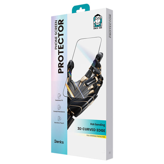 Apple iPhone 15 Pro Max Benks Arc Shield 3D Eğimli HD Parmak İzi Dirençli Ekran Koruyucu Siyah