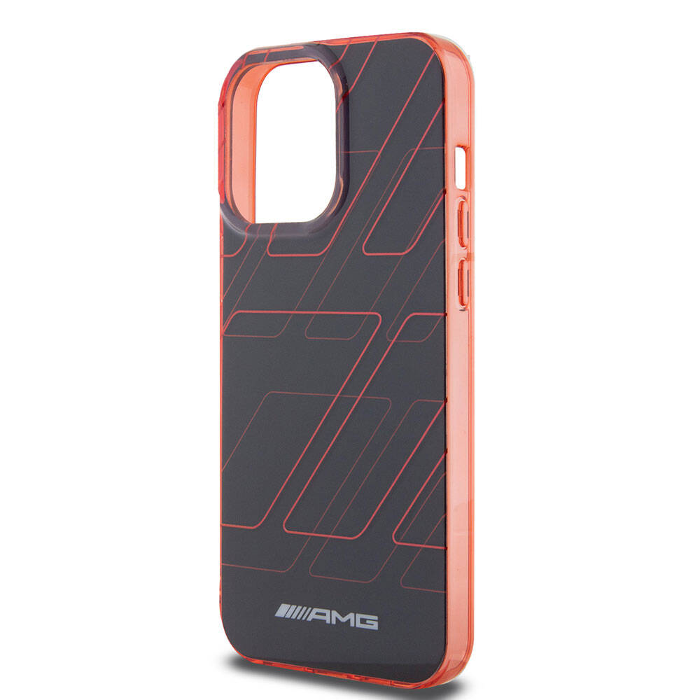 iPhone 15 Pro Max Kılıf AMG Orjinal Lisanslı Çift Katmanlı Dörtgen Desenli Kılıf Kırmızı