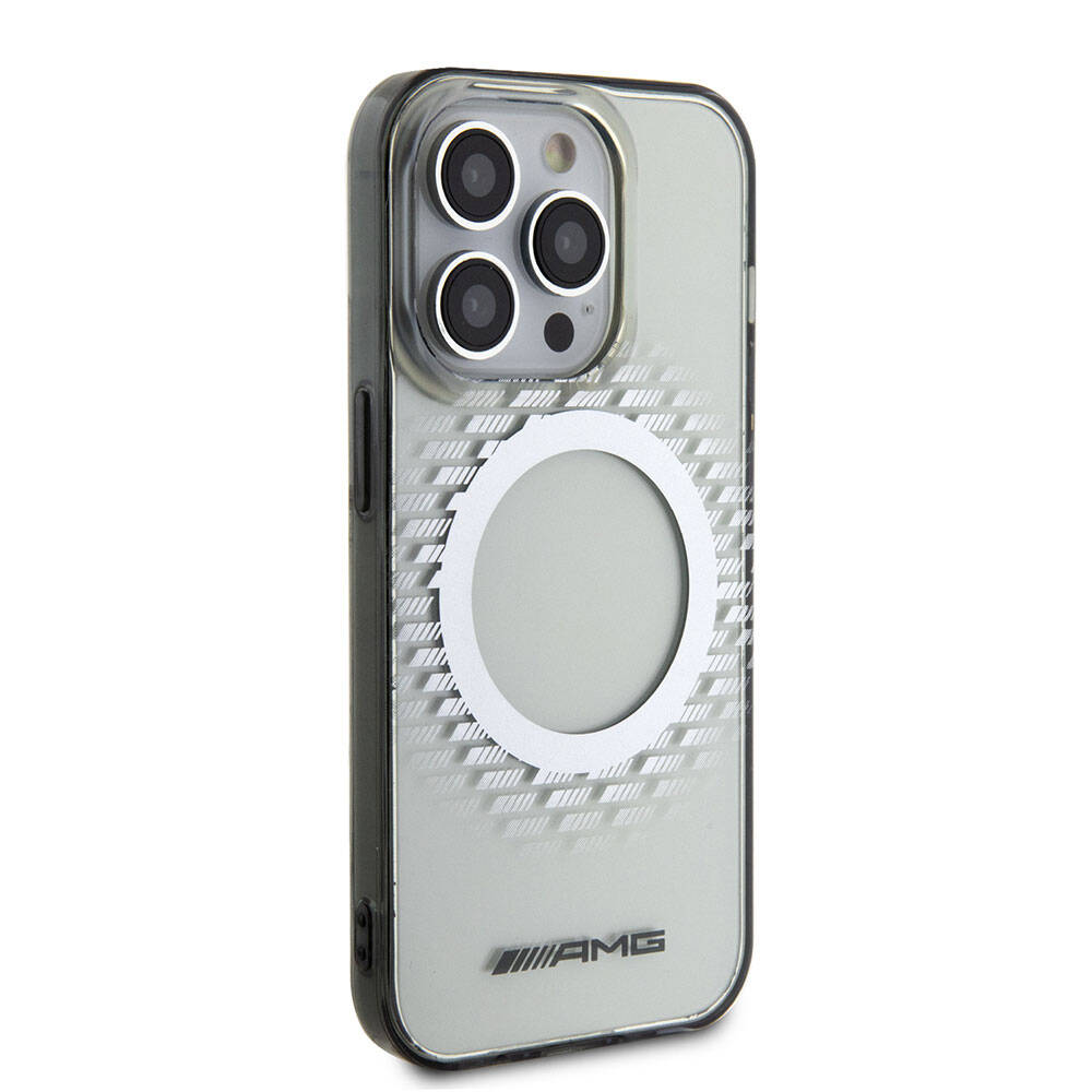 iPhone 15 Pro Max Kılıf AMG Orjinal Lisanslı Magsafe Şarj Özellikli Eşkenar Dörtgen Desenli Transparan Kılıf Renksiz