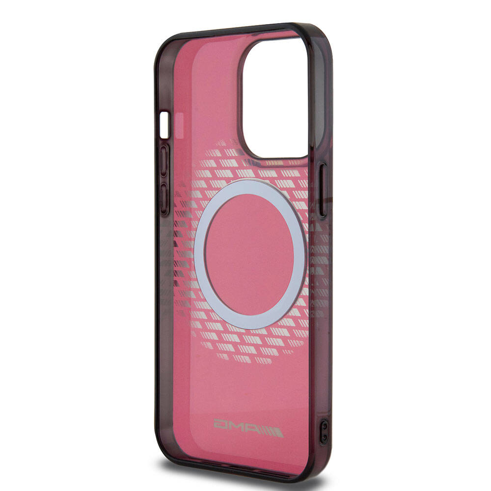 iPhone 15 Pro Max Kılıf AMG Orjinal Lisanslı Magsafe Şarj Özellikli Eşkenar Dörtgen Desenli Transparan Kılıf Kırmızı