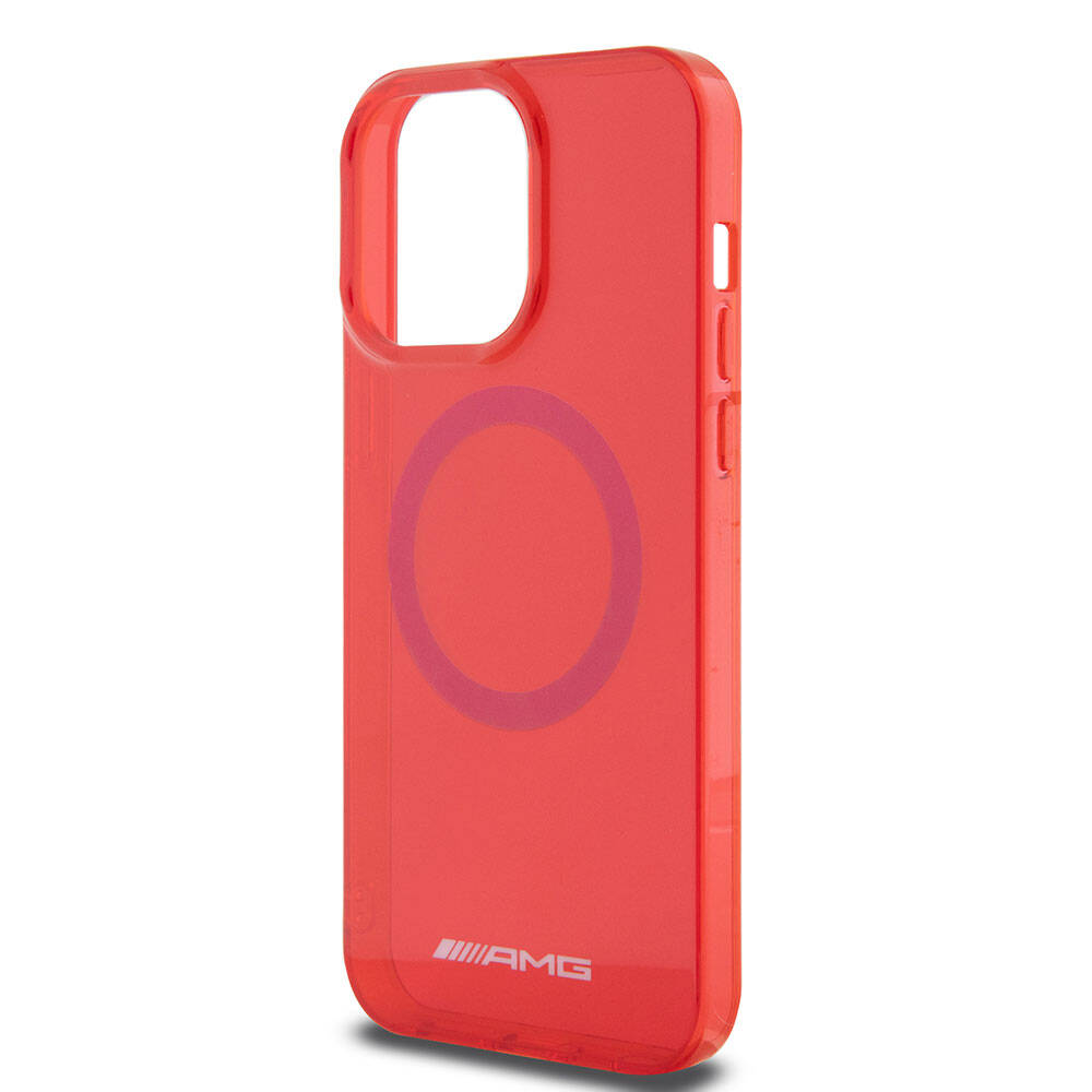 iPhone 15 Pro Max Kılıf AMG Orjinal Lisanslı Magsafe Şarj Özellikli Transparan Kılıf Kırmızı