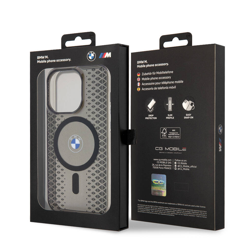 iPhone 15 Pro Max Kılıf BMW Magsafe Şarj Özellikli Transparan IML Signature Orjinal Lisanslı Kılıf Siyah