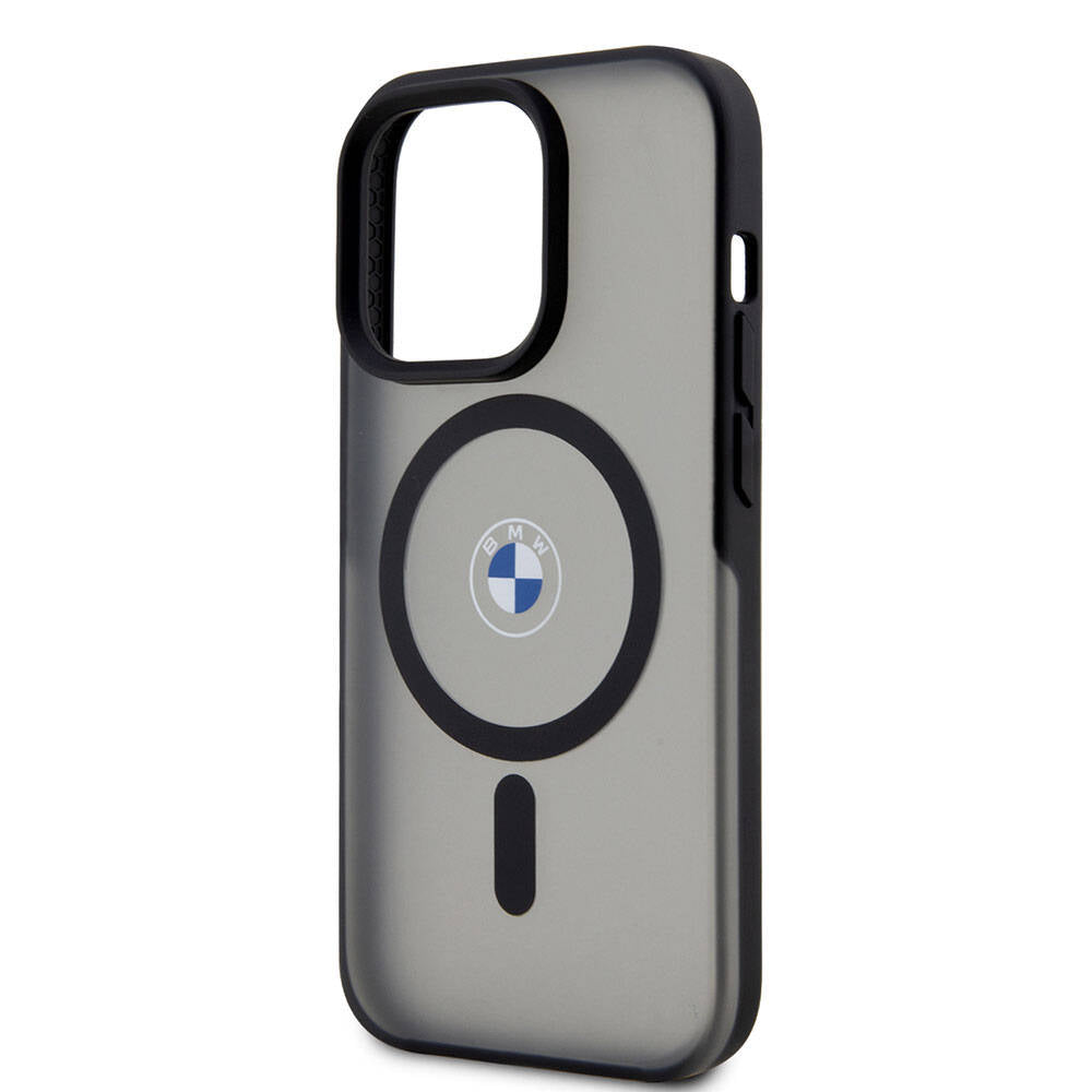 iPhone 15 Pro Max Kılıf BMW Orjinal Lisanslı Magsafe Şarj Özellikli IML Baskı Logolu Buzlu Mat Kılıf Siyah