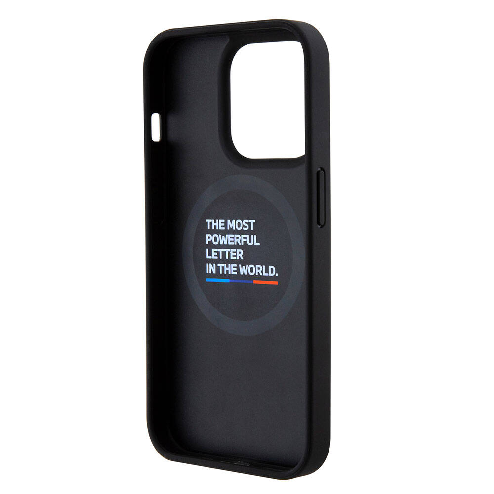 iPhone 15 Pro Max Kılıf BMW Orjinal Lisanslı Magsafe Şarj Özellikli M Logolu PU Karbon Kılıf Siyah
