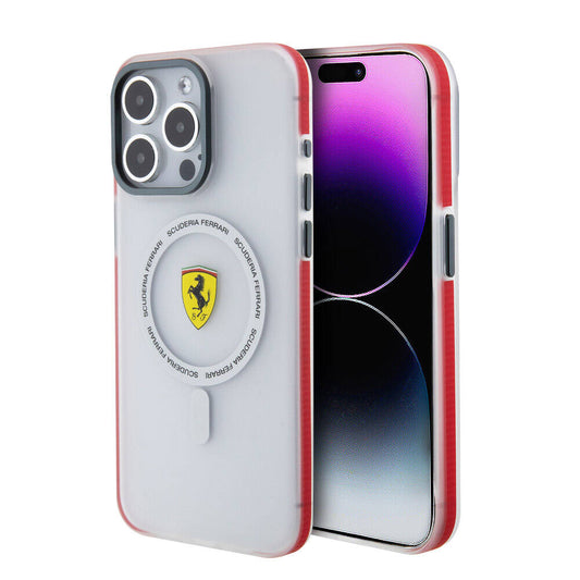 iPhone 15 Pro Max Kılıf Ferrari Orjinal Lisanslı Magsafe Şarj Özellikli Kontrast Bumper SF Ring Kılıf Siyah