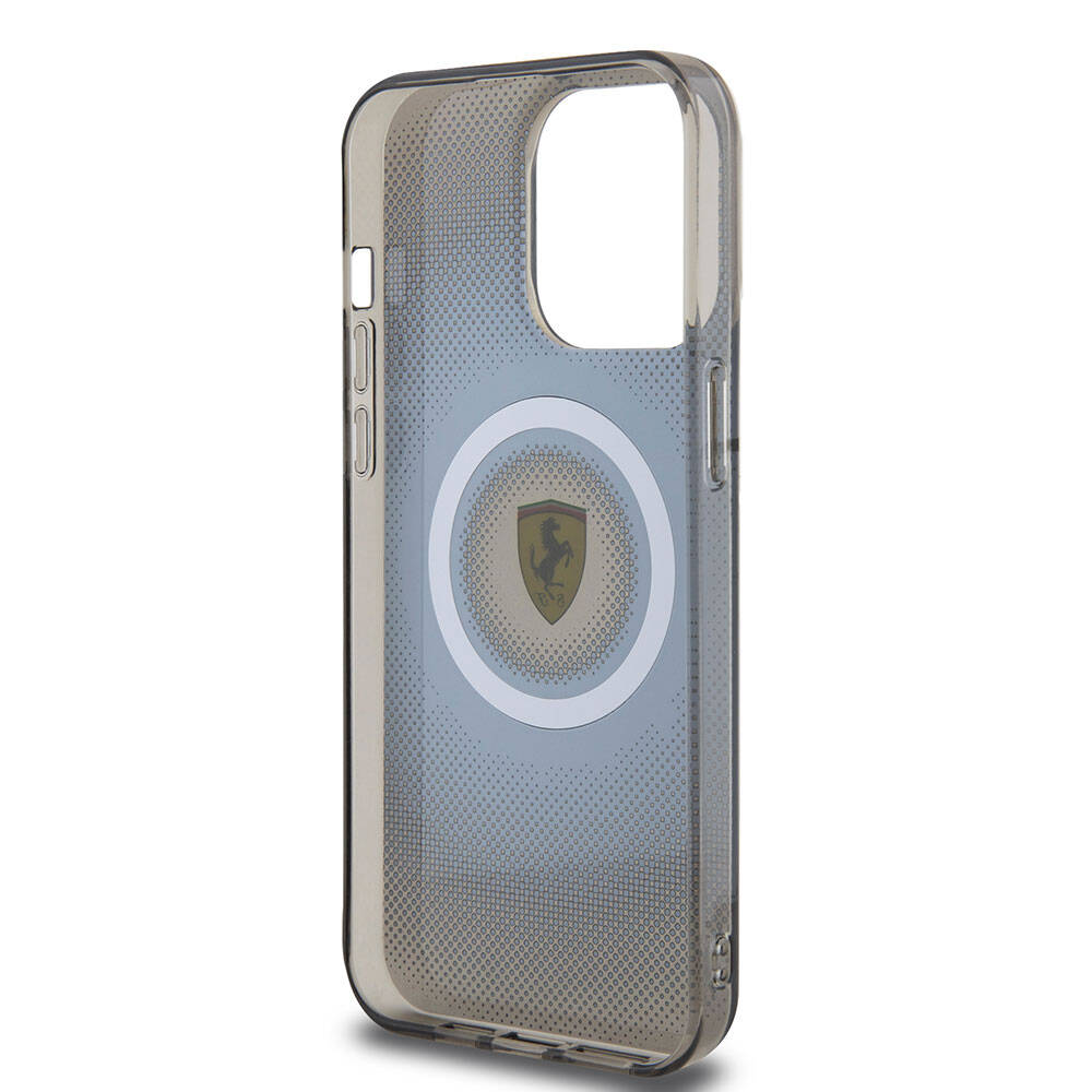 iPhone 15 Pro Max Kılıf Ferrari Orjinal Lisanslı Magsafe Şarj Özellikli Parçalanan Noktalar Desenli Kılıf Sarı