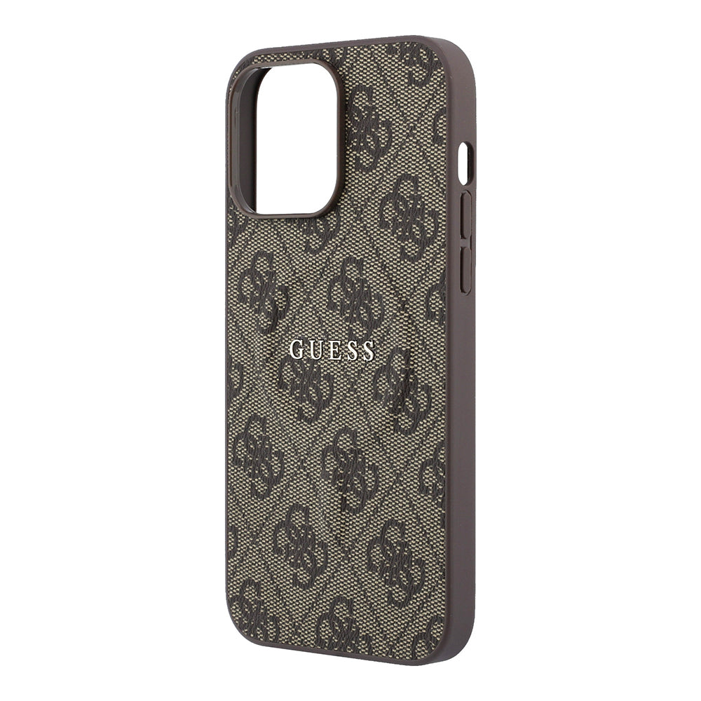 Apple iPhone 15 Pro Max Kılıf Guess Orjinal Lisanslı M-safe Kabartmalı 4G Desenli Yazı Logolu Kapak