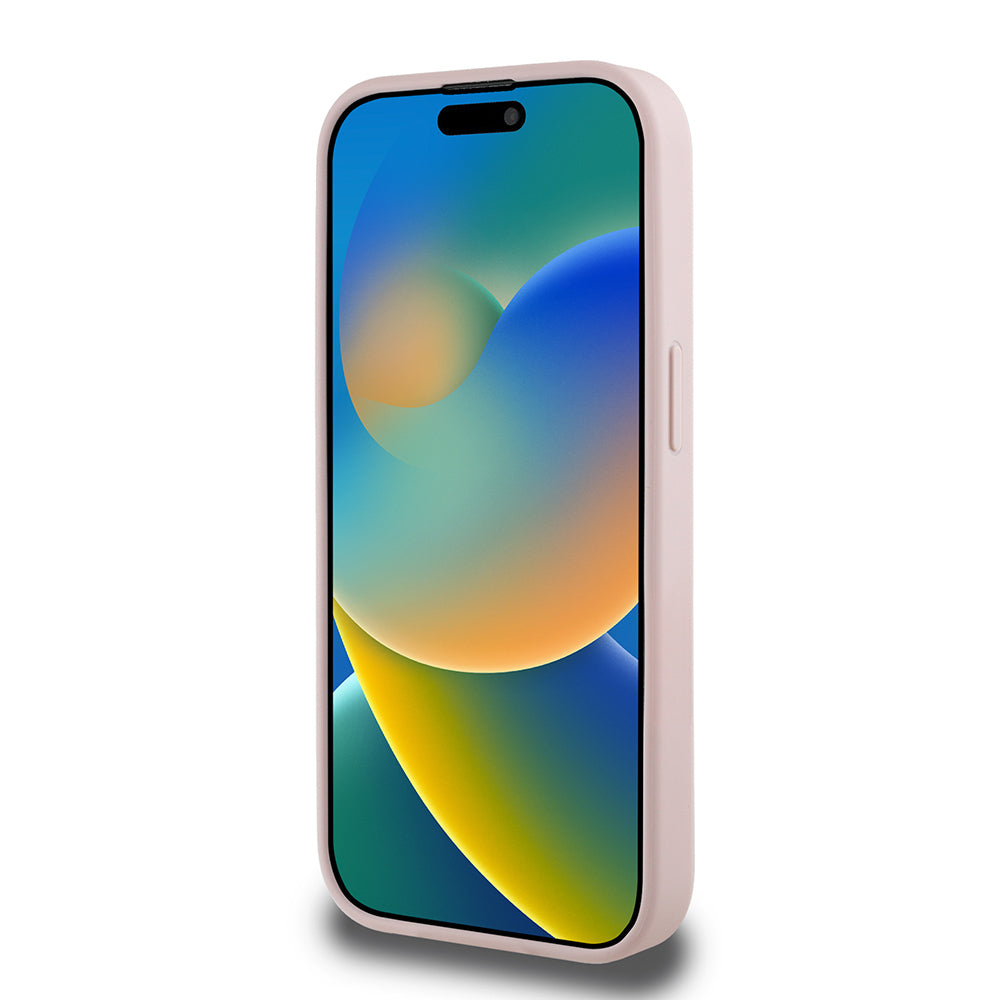 Apple iPhone 15 Pro Max Kılıf Guess Orjinal Lisanslı M-safe Şarj Özellikli Sıcak Baskılı Üçgen Logolu PU Deri Peony Kapak Siyah