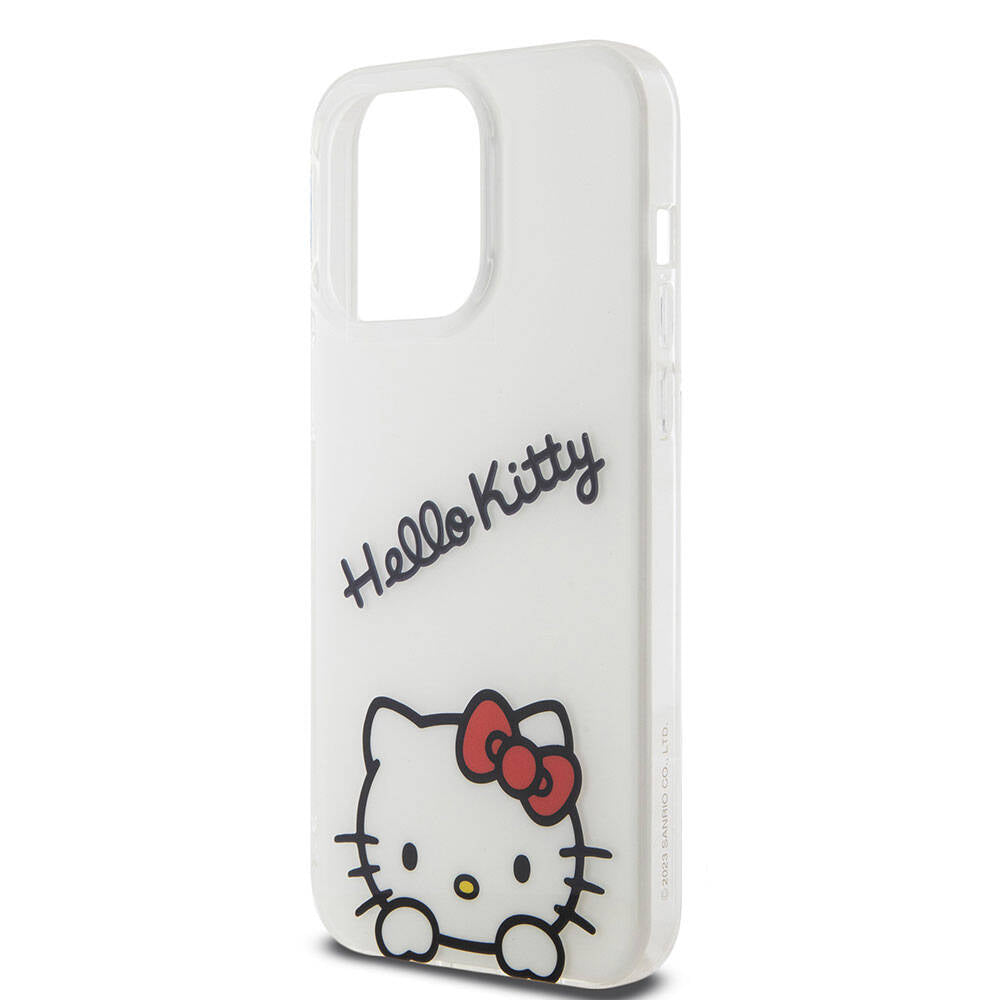 iPhone 15 Pro Max Kılıf Hello Kitty Orjinal Lisanslı Askılı Yazı ve İkonik Logolu Daydreaming Kılıf Pembe