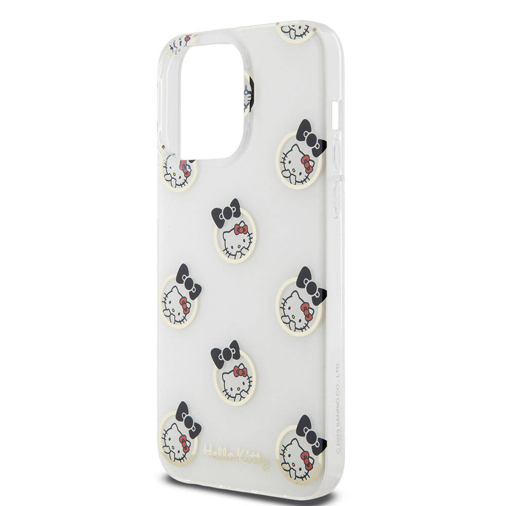 iPhone 15 Pro Max Kılıf Hello Kitty Orjinal Lisanslı Elektroplating Kaplama Kabarcık Baskılı Kılıf Beyaz