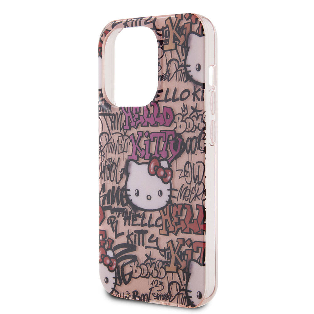 iPhone 15 Pro Max Kılıf Hello Kitty Orjinal Lisanslı İkonik Logolu Etiket Graffiti Kılıf Beyaz